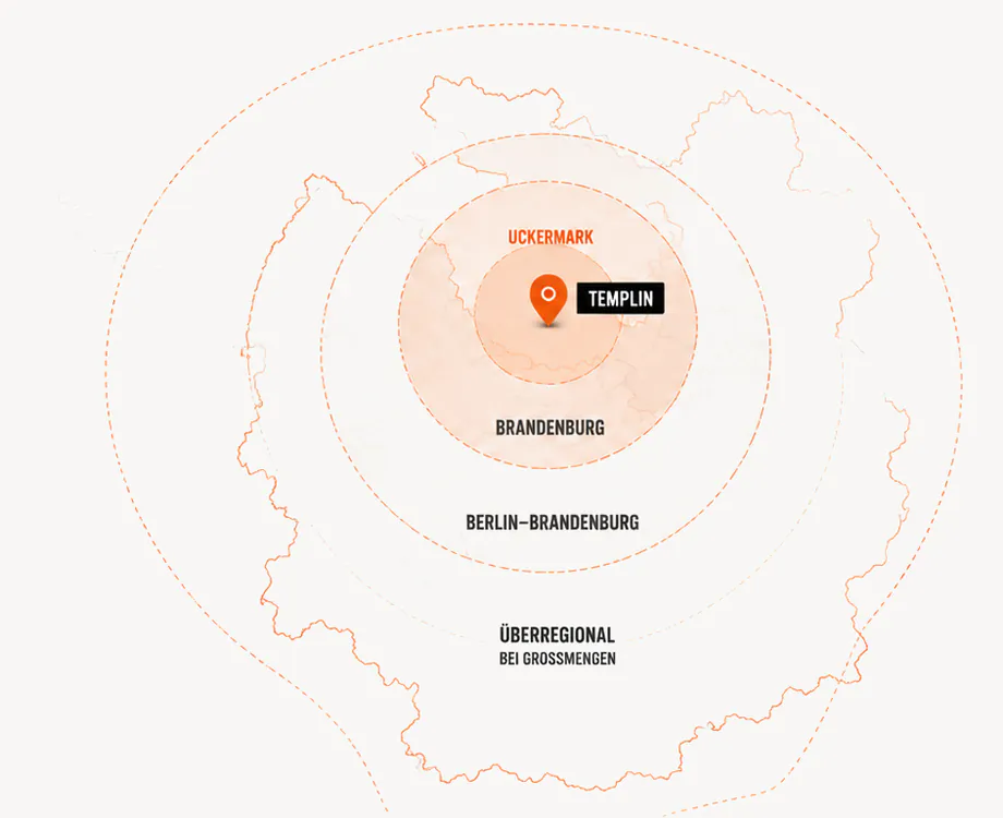 Einzugsgebiet-Karte: Templin, Uckermark, Brandenburg, Berlin-Brandenburg, überregional