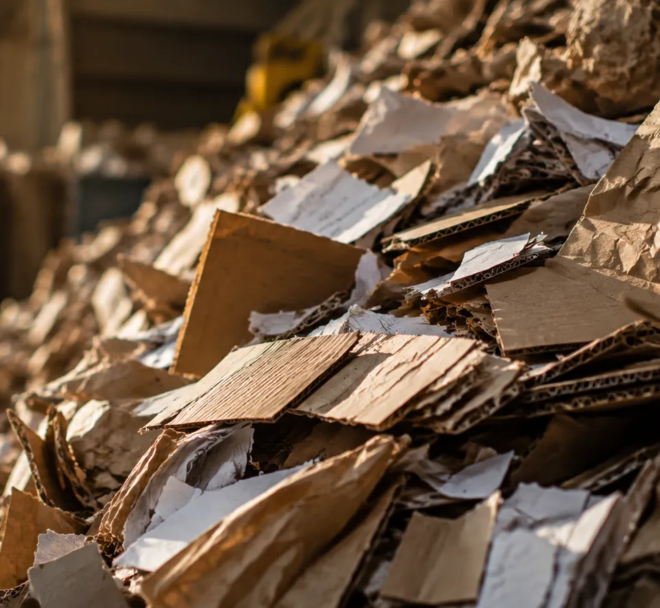 Loses Papier und zerrissenes Kartonmaterial vor der Verwertung